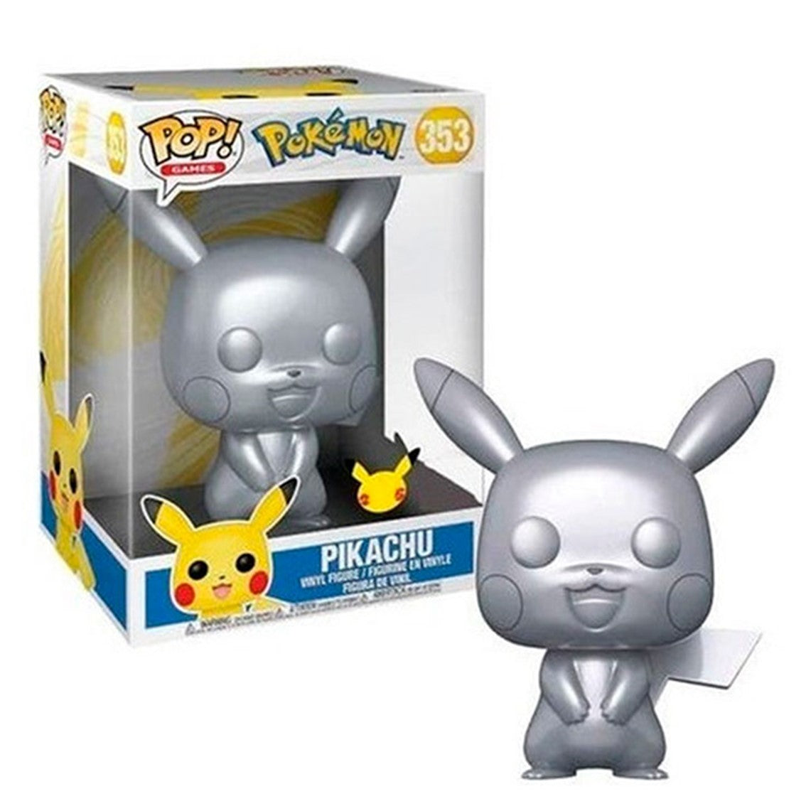 Funko pop jumbo pokemon s6 pikachu plateado efecto metalico 10pulgadas edicion especial exclusivo 59873