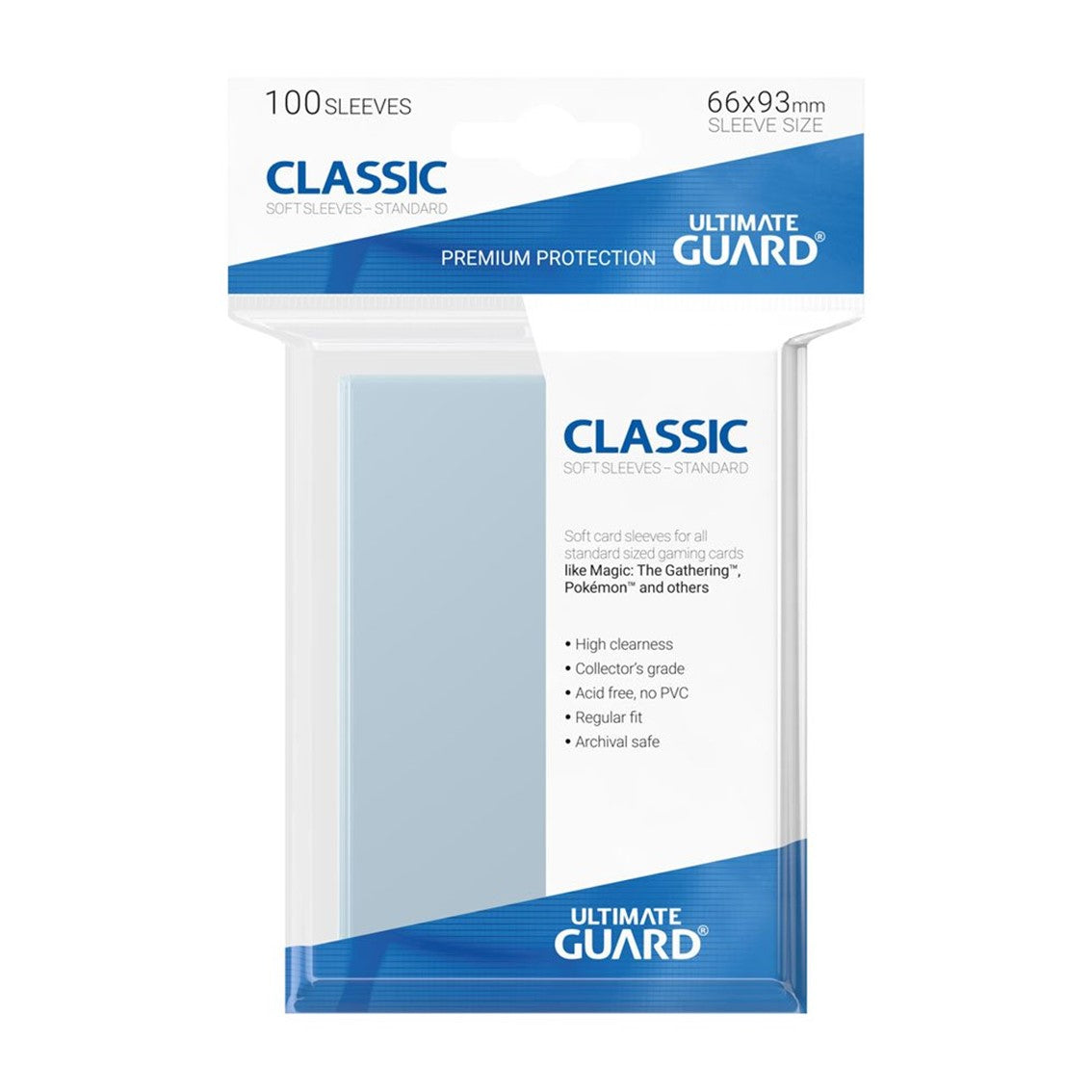 Fundas transparentes de cartas ultimate guard classic soft tamaño estándar (100)